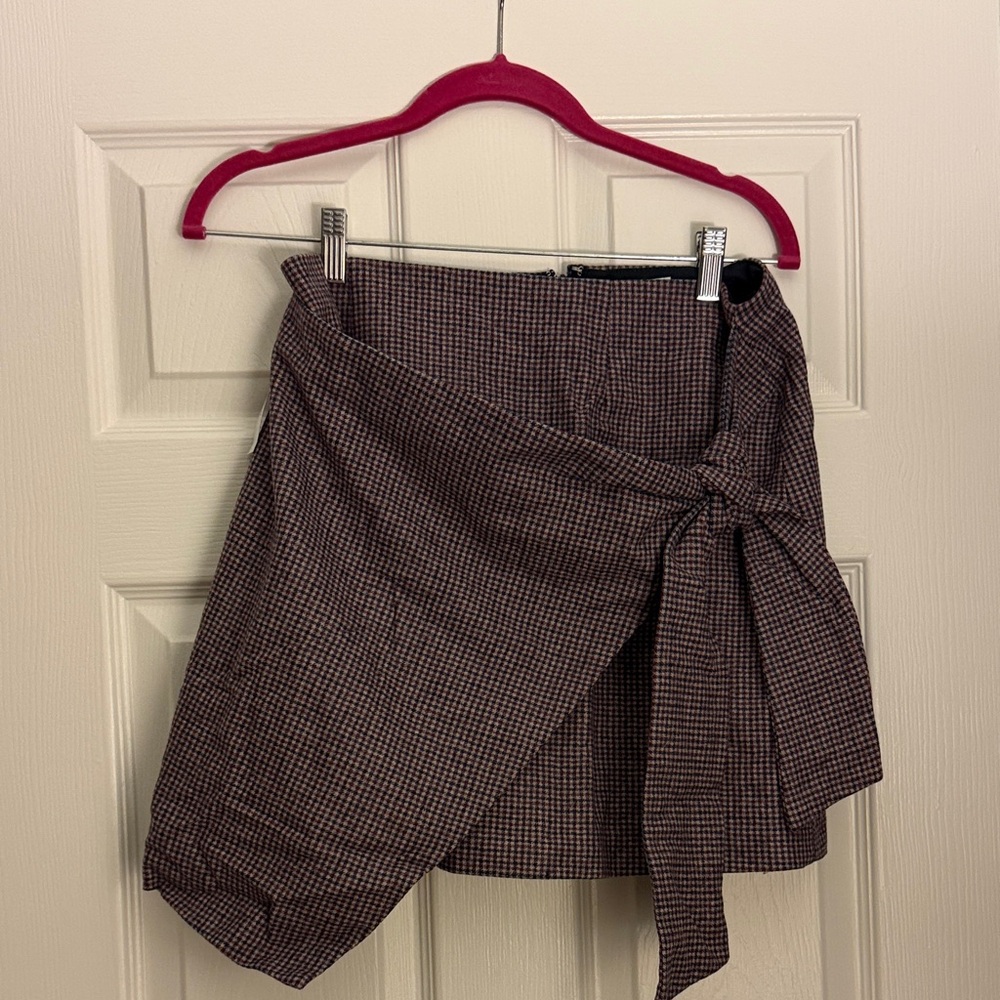 Wilfred Checkered Brown Asymmetrical Skirt